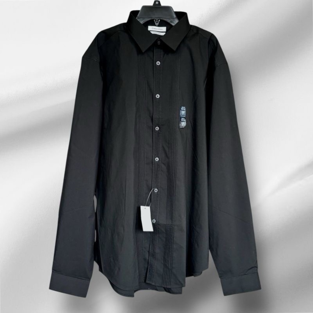 Men's Calvin Klein Slim Fit Wrinkle Free Black Stretch Shirt 17-17 1/2 36/37 NWT